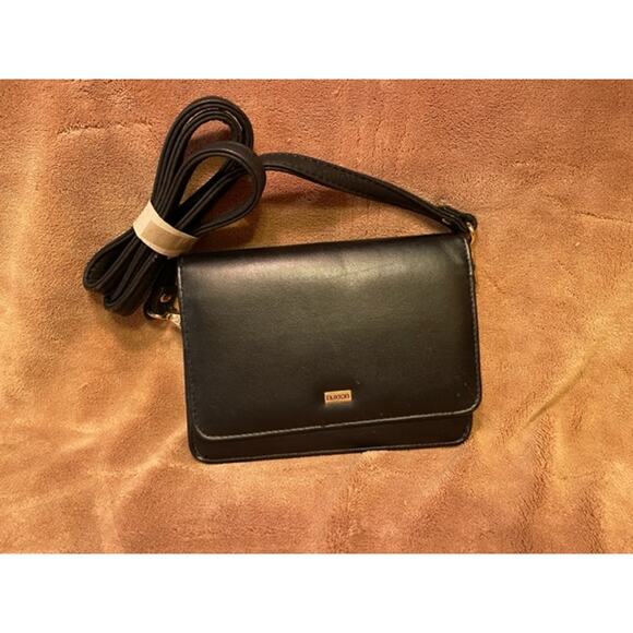Buxton Ladies Large Black Leather Wallet w/Detachable Shoulder Strap - Picture 1 of 6